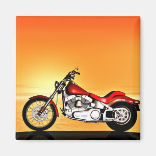 Motorrad bei Sonnenuntergang. Magnet