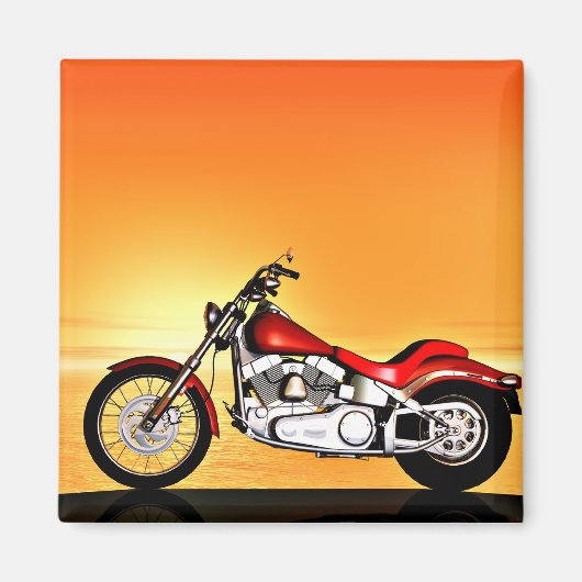Motorrad bei Sonnenuntergang. Magnet (Vorne)