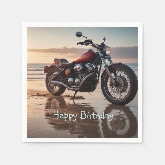 Motorrad bei Sonnenuntergang Serviette (Vorderseite)