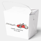 Motorrad & Beiwagen Braut und Bräutigam Hochzeit Geschenkschachtel (Rückseite)