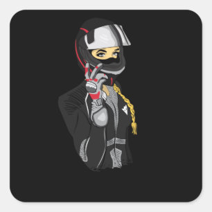 Motorrad-Bike Girl - The Restaurant Quadratischer Aufkleber