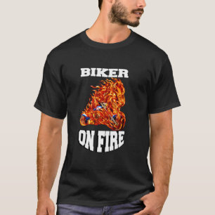 Motorrad-Biker-Design Biker in Flammen Motorrad B T-Shirt