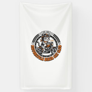 Motorrad Biker Katze Haustier Liebhaber Shirt Kuns Banner