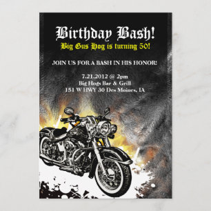 Motorrad-Biker-Road-Birthday-Bash-Einladung Einladung
