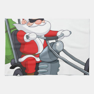 Motorrad-Biker-Santa-Claus Geschirrtuch