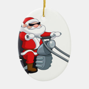 Motorrad-Biker-Santa-Claus Keramikornament