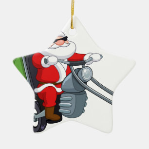 Motorrad-Biker-Santa-Claus Keramikornament