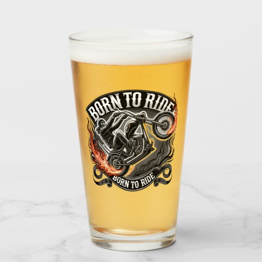 Motorrad - Born to ride flammes Glas (Vorne (Gefüllt))