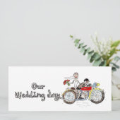 Motorrad Braut und Bräutigam Hochzeit Einladung (Stehend Vorderseite)