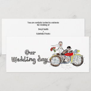 Motorrad Braut und Bräutigam Hochzeit Einladung