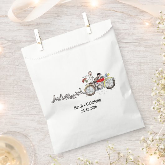 Motorrad Braut und Bräutigam Hochzeit Geschenktütchen (Ausgeschnitten)