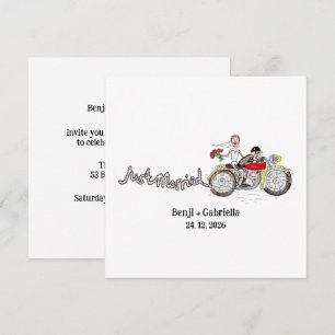 Motorrad Braut und Bräutigam Hochzeitsabend Einladung