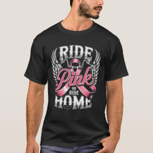 Motorrad-Brustkrebs-Biker-Fahrt Pink Ribbon T-Shirt