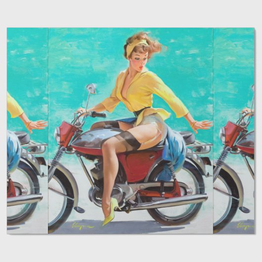 Motorrad-Button hoch Geschenkpapier (Flach)