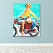 Motorrad-Button hoch Leinwanddruck (Insitu (Holzboden))