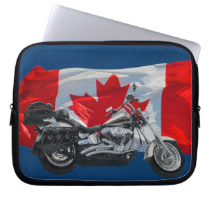 Motorrad & Canada Flag Patriotic Laptop Sleeve