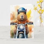 Motorrad Capybara Karte (Gelbe Blume)