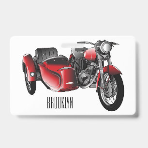 Motorrad-Cartoon-Illustration mit Beiwagen  Ausweis
