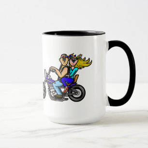 Motorrad-Cartoon-Paar-Tasse   fertigen es Tasse