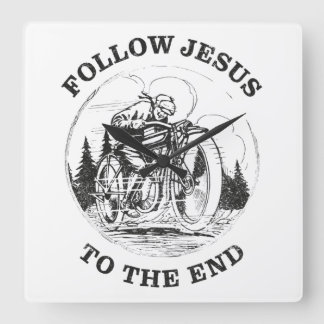 Motorrad-Christen-Glaube: Folge Jesus Biker Quadratische Wanduhr