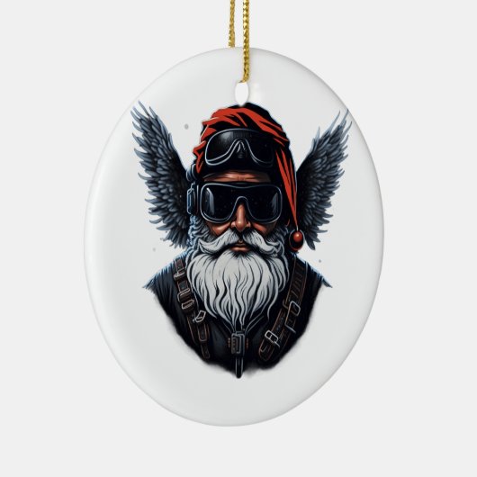 Motorrad Cool Santa Keramik Ornament (Rechts)