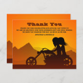 Motorrad-Coupé Sonnenuntergang/Sonnenaufgang Hochz Dankeskarte (Vorne/Hinten)