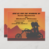 Motorrad-Coupé Sonnenuntergang/Sonnenaufgang Hochz Einladung (Vorne/Hinten)