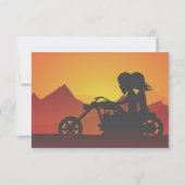 Motorrad-Coupé Sonnenuntergang/Sonnenaufgang Hochz RSVP Karte (Rückseite)