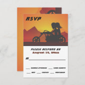 Motorrad-Coupé Sonnenuntergang/Sonnenaufgang Hochz RSVP Karte (Vorne/Hinten)