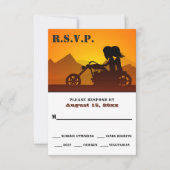 Motorrad-Coupé Sonnenuntergang/Sonnenaufgang Hochz RSVP Karte (Vorderseite)