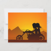 Motorrad-Coupé Sonnenuntergang/Sonnenaufgang Hochz Save The Date (Rückseite)