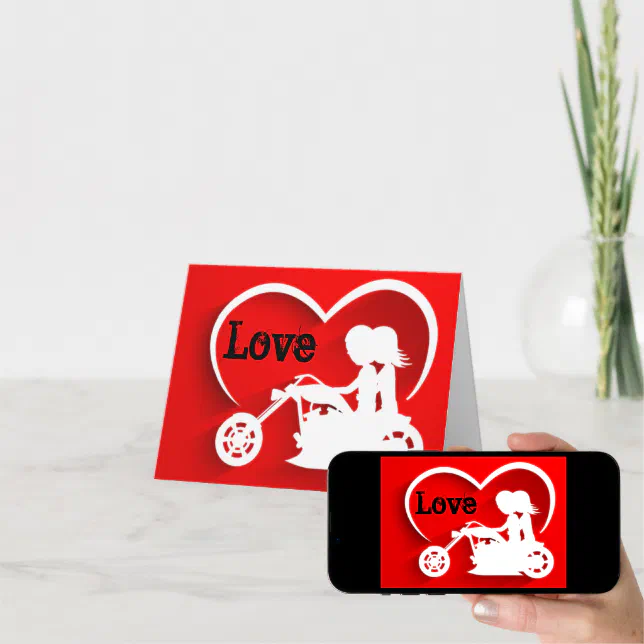 Motorrad Couple LIEBE Happy Valentine's Day Feiertagskarte Zazzle.de