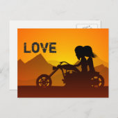 Motorrad-Couple-LIEBE Postkarte (Vorne/Hinten)