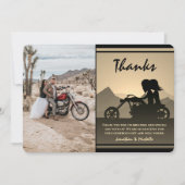 Motorrad-Couple-Mountain-Foto Hochzeit Dankeskarte (Vorderseite)