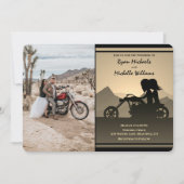 Motorrad-Couple-Mountain-Foto Hochzeit Einladung (Vorderseite)