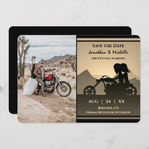 Motorrad-Couple-Mountain-Foto Hochzeit Save The Date