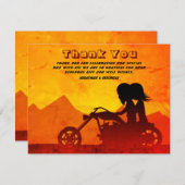 Motorrad-Couple Mountain Sonnenuntergang Dankeskarte (Vorne/Hinten)