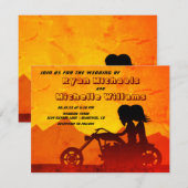 Motorrad-Couple Mountain Sonnenuntergang Einladung (Vorne/Hinten)