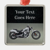 Motorrad Custom Christmas Message Black Silber Ornament Aus Metall (Vorne)