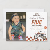 Motorrad-Dirt-Bike 5. Geburtstag Foto Einladung (Vorderseite)