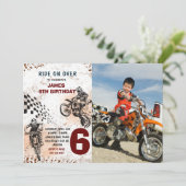 Motorrad Dirt Bike Foto Einladung Geburtstag (Stehend Vorderseite)