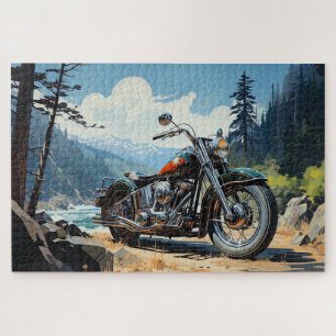 Motorrad durch den Gebirgsbach Jigsaw Puzzle