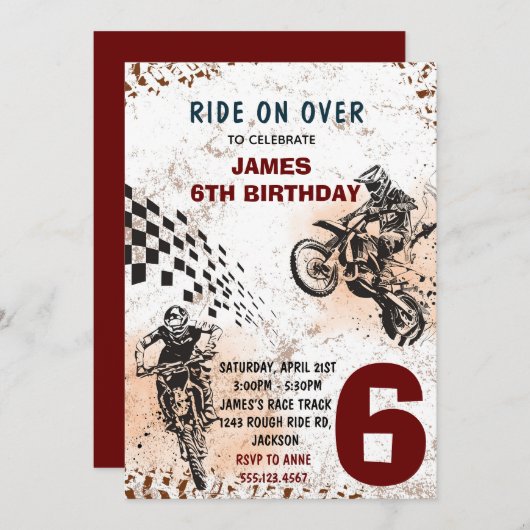 Motorrad Einladung Dirt Bike Party Einladung (Vorne/Hinten)