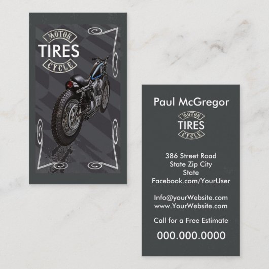 Motorrad ermüdet Visitenkarte (Vorne/Hinten)