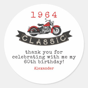 Motorrad-Fahrer-Geburtstag im Vintage-Look für jed Runder Aufkleber