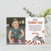 Motorrad Fahrrad Geburtstag Foto Danke Karte (Stehend Vorderseite)