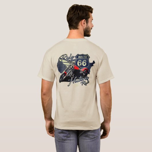 Motorrad-Fahrt auf der historischen Route 66 Road T-Shirt (Schwarz voll)
