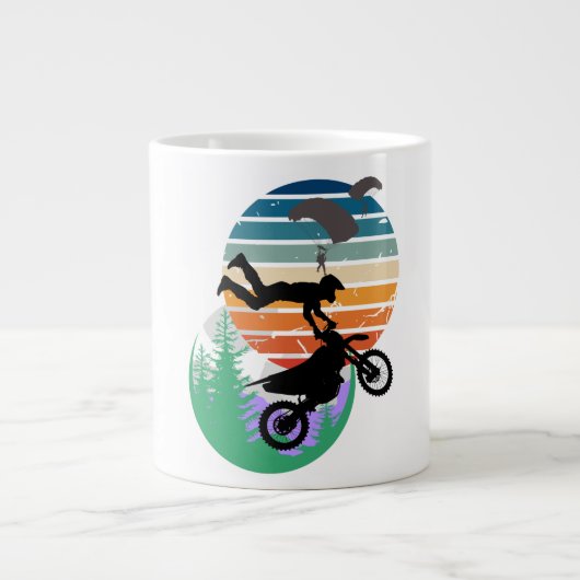 Motorrad, Fallschirme und im Freien Jumbo-Tasse (Vorderseite)