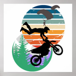 Motorrad, Fallschirme und im Freien Poster