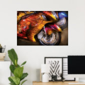 Motorrad - Flamme auf Poster (Heimbüro)